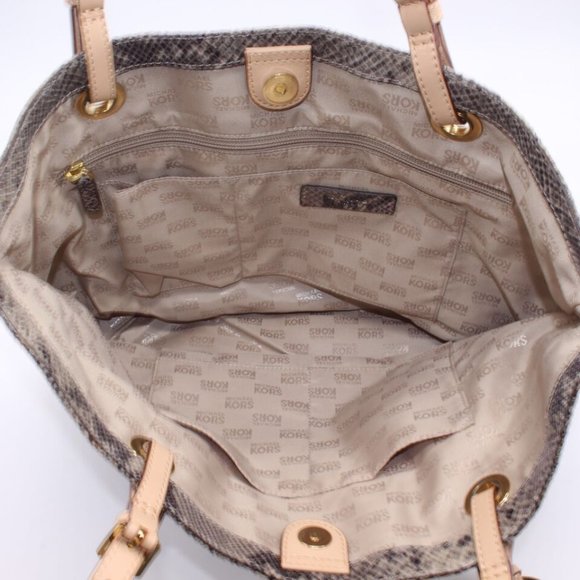 Michael Kors Glazed Embossed Python Tote Purse Bag. Vachetta Trim W/18k Gold New - Picture 11 of 13